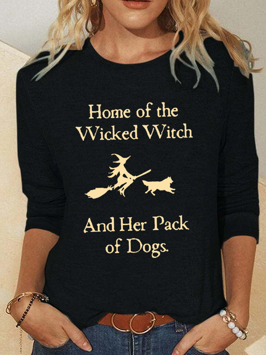 Zuhause der das Böse Hexe und ihr Pack der Hunde Print Lässig Hund Regelmäßige Passform Bluse