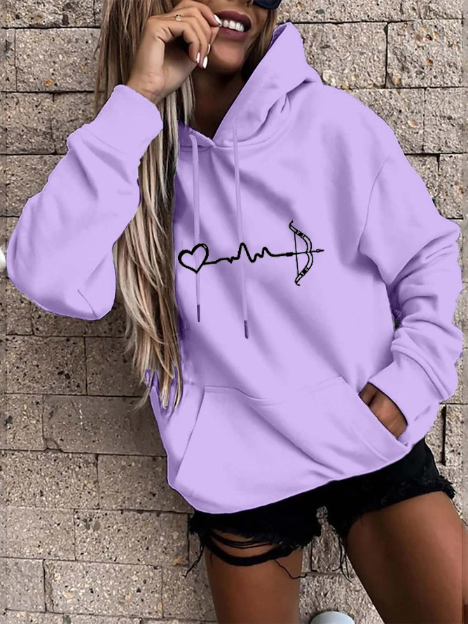 Lässig Weit Herz/Herz Kapuze Sweatshirt