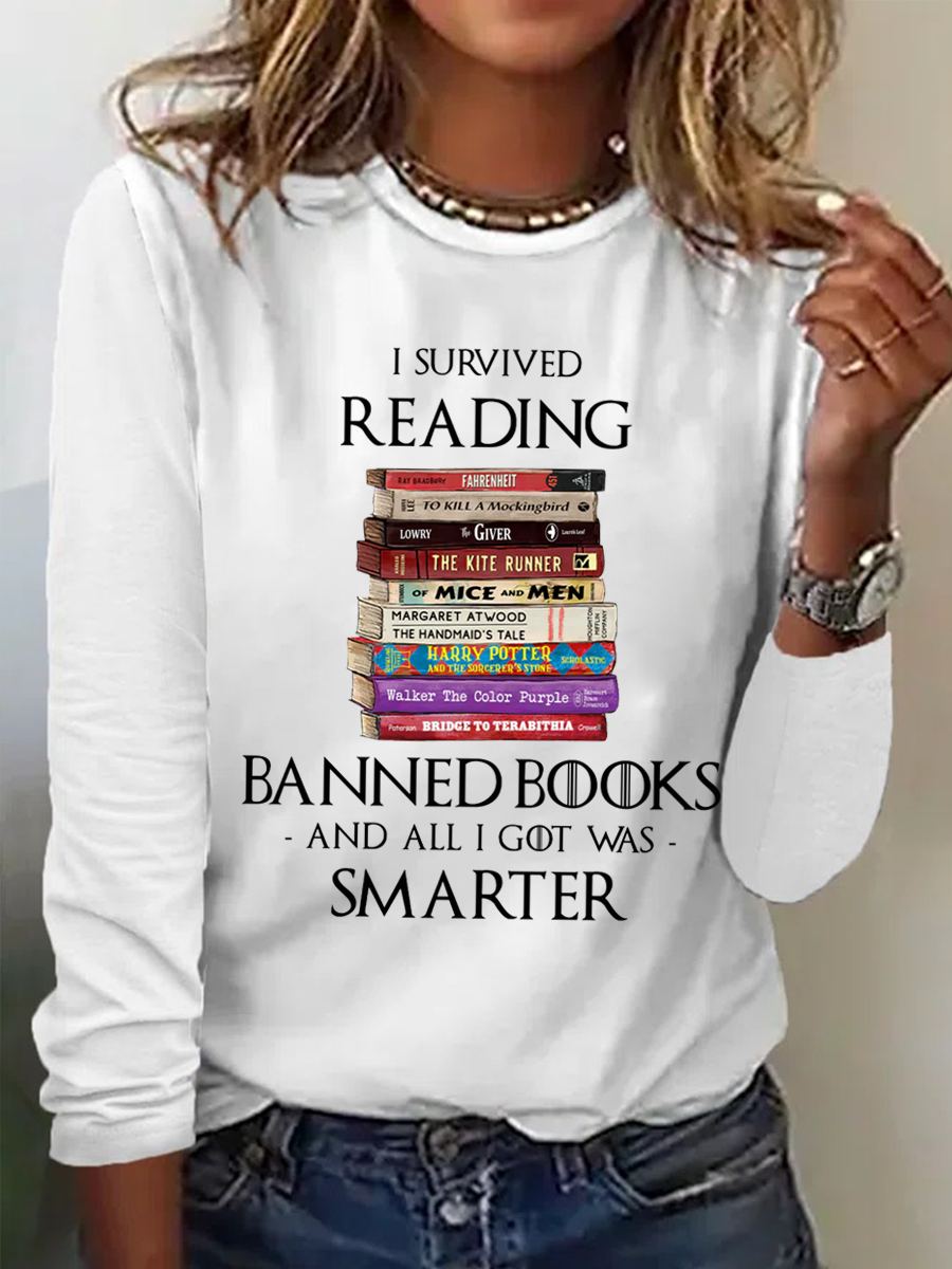 Ich überlebte Lektüre Verboten Bücher und Alles I Habe war schlauer Buch Liebhaber Textbriefe Lässig Baumwollmischung Bluse