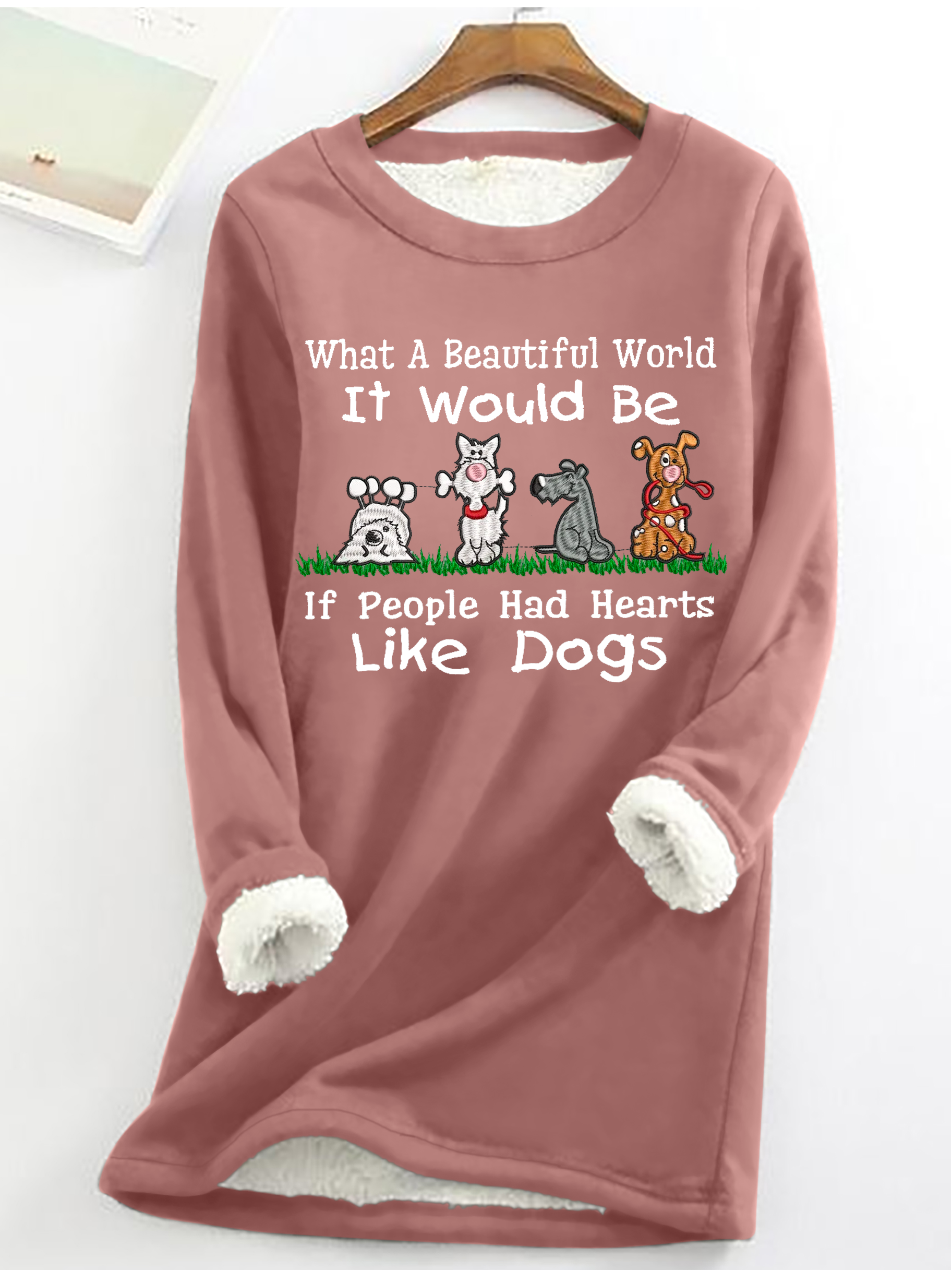 Damen Liebe Hunde Vlies Lässig Sweatshirt