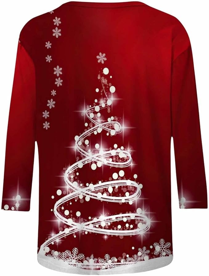 Schneeflocke Weihnachtsbaum Rundhals Lässig T-Shirt