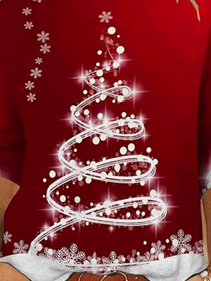 Schneeflocke Weihnachtsbaum Rundhals Lässig T-Shirt