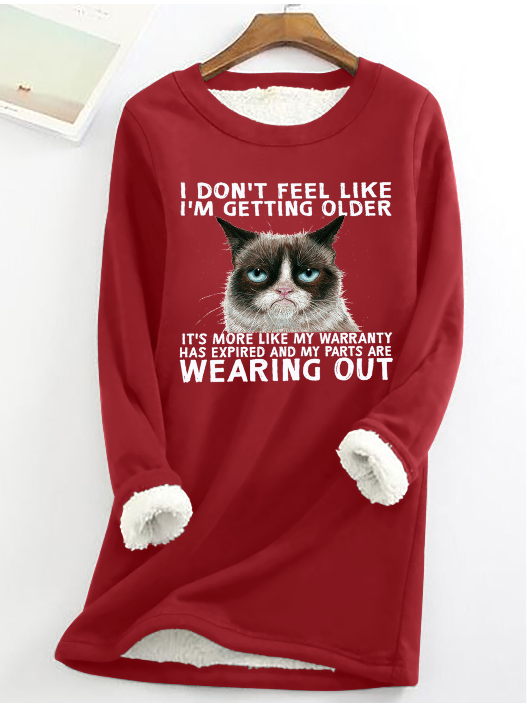 Damen Lustig Zitat  Mürrisch Katze Baumwollmischung Lässig Vlies Sweatshirt