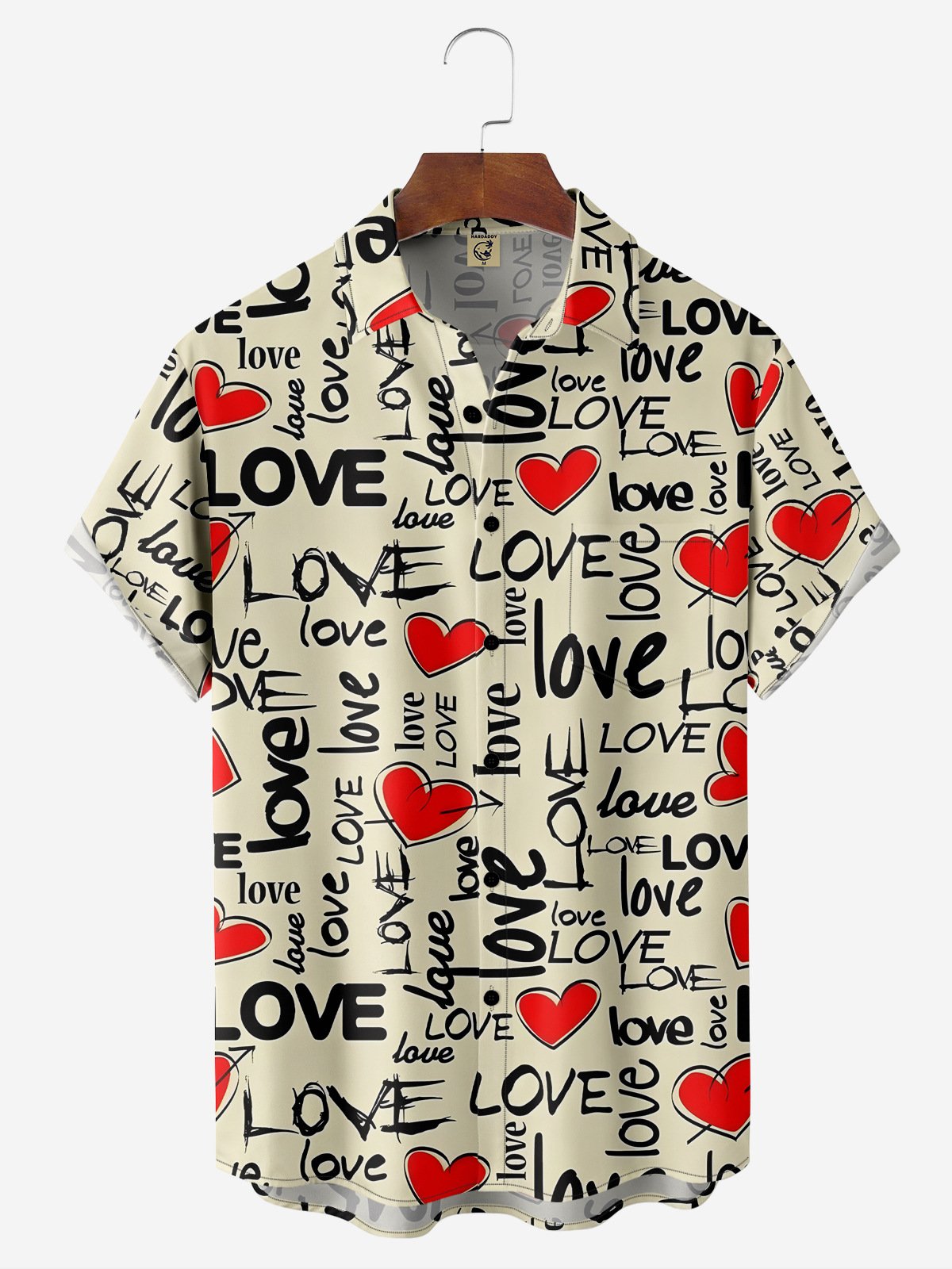 Valentin liebes Herz Brusttasche Kurzarm Hawaiische Bluse