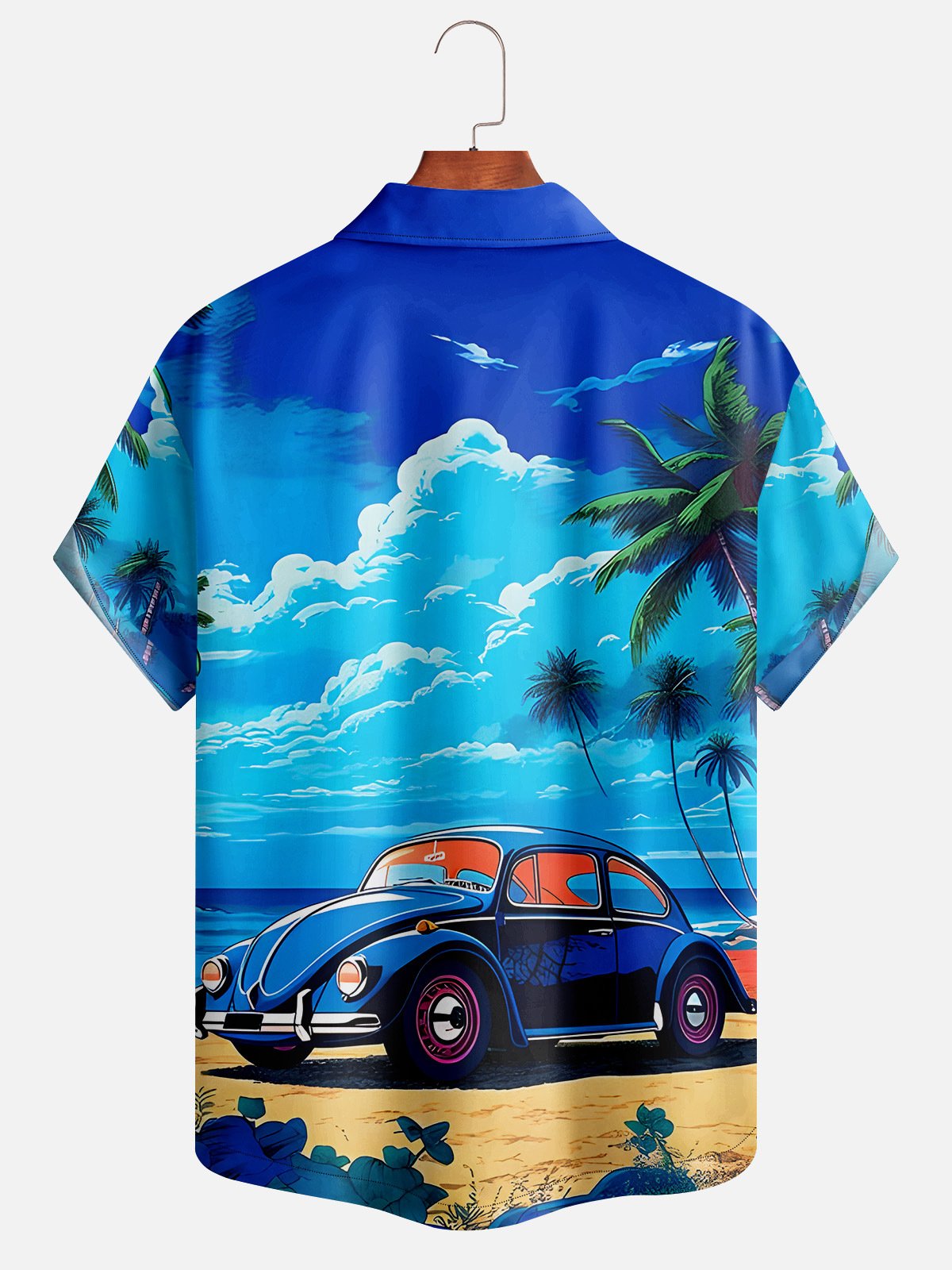 Retro Auto Am Strand Aloha Bluse