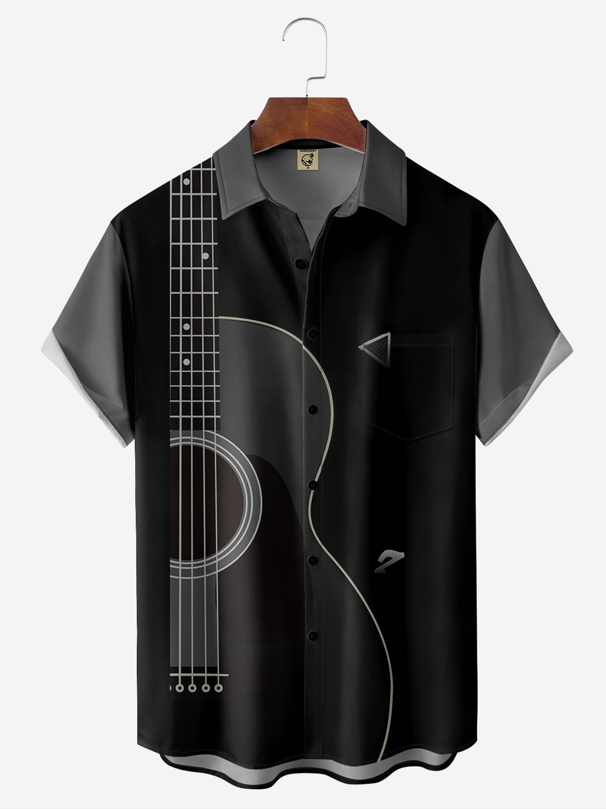 Musik- Gitarre Revers Brusttasche Hawaiische Bluse