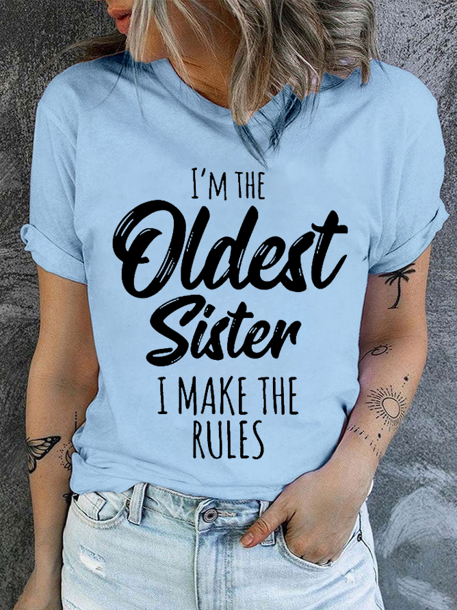 Damen Lustig Schwester Geschenk alt Schwester Lässig Baumwolle T-Shirt