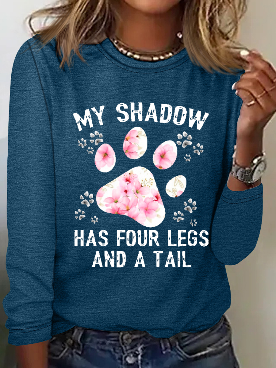 Lustig Hund meine Schatten hat Vier Beine und A Schwanz Lässig Langarm Bluse
