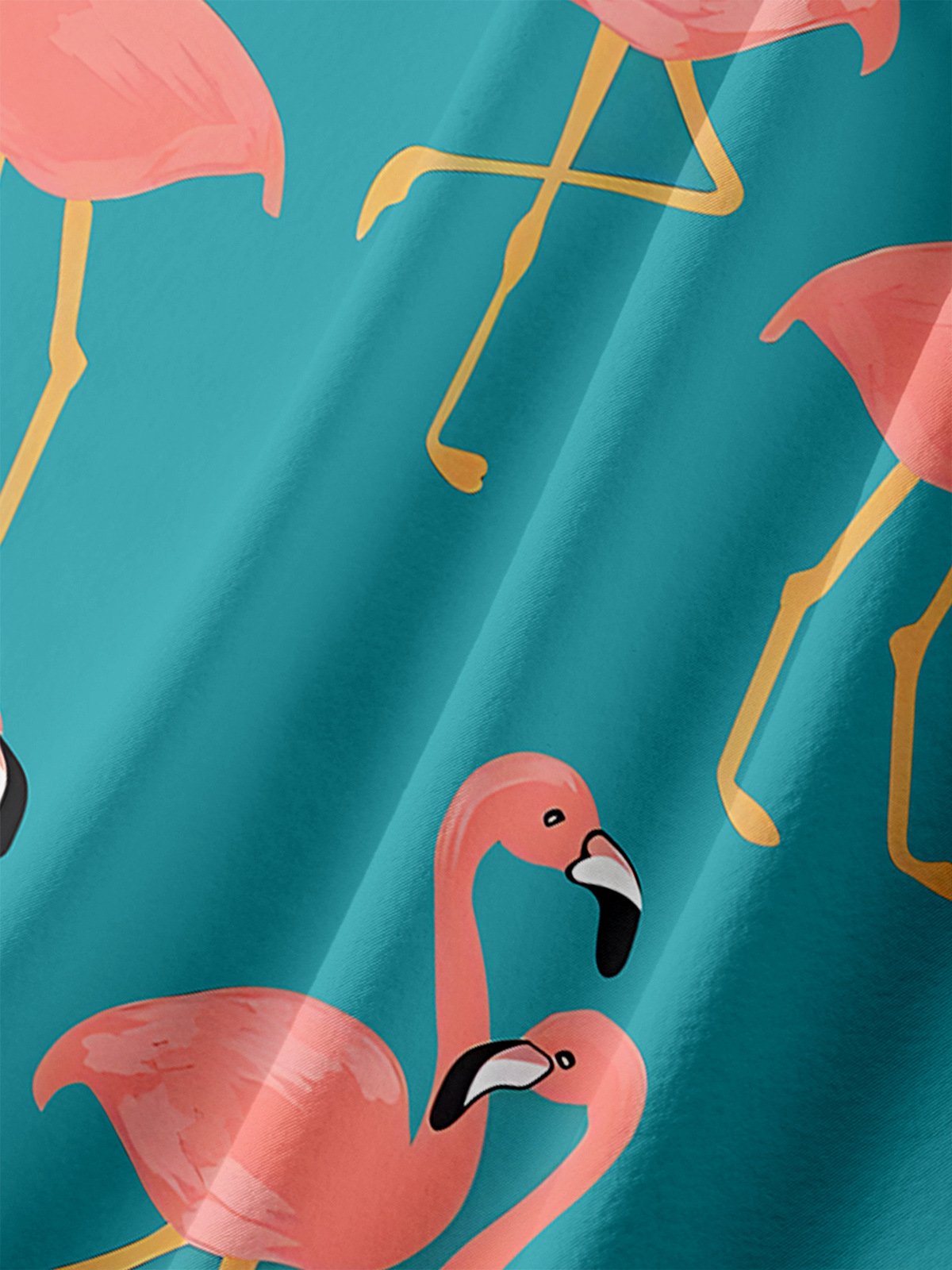 Flamingo Brusttasche Kurzarm Hawaiische Bluse