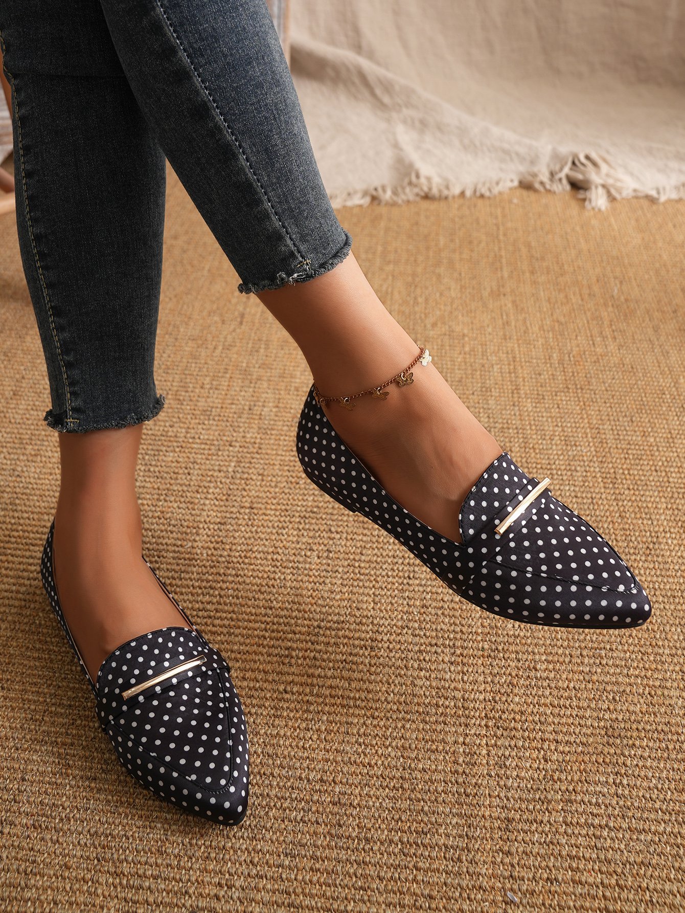 Metall Dekor Polka Dots Slip On Schuhe