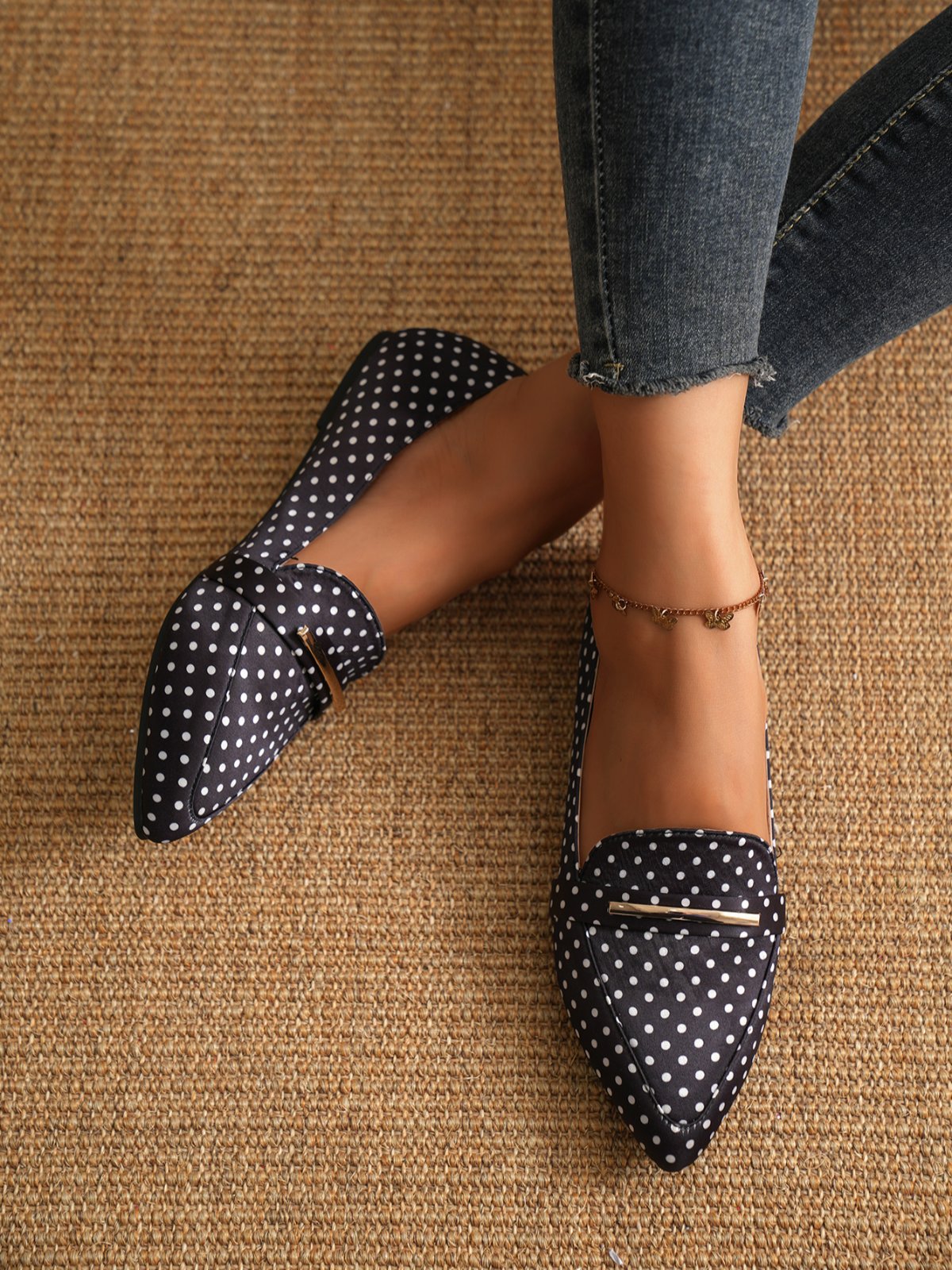 Metall Dekor Polka Dots Slip On Schuhe