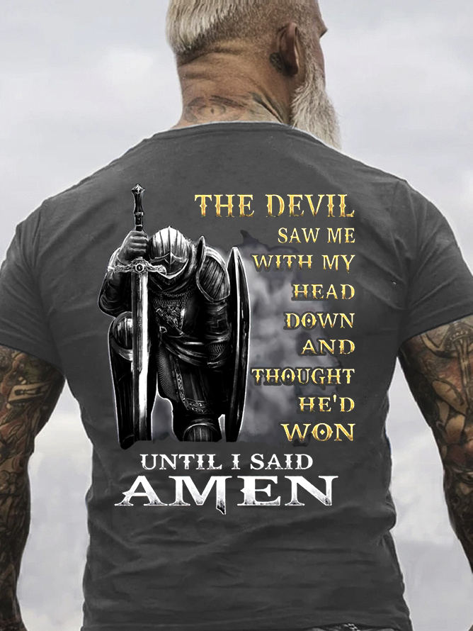 das Teufel Sah Mir MIT MEINEM Kopf Nieder Bis ich genannt Amen Veteranen T-Shirt