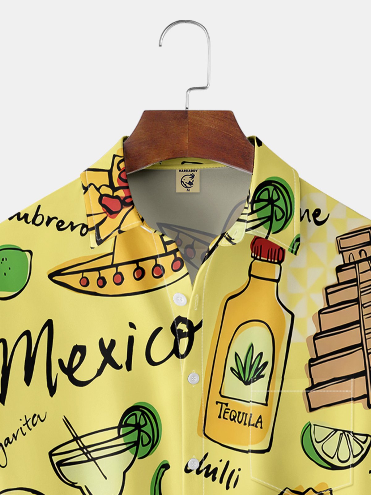 Mexikaner Tacos Brusttasche Kurzarm Hawaiische Bluse