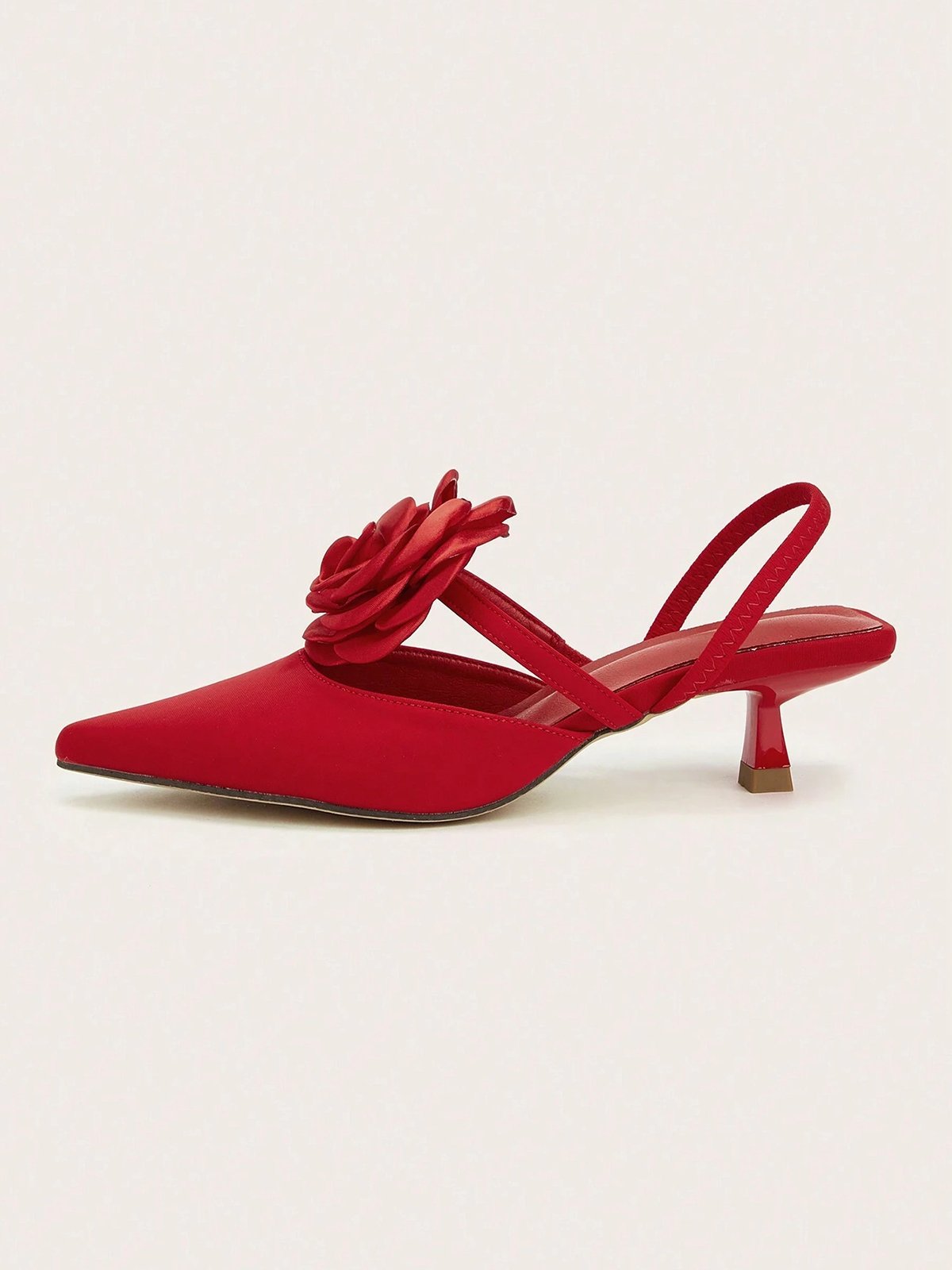 Elegant Rosa Satin Kätzchen Stöckel Slingback Pumps