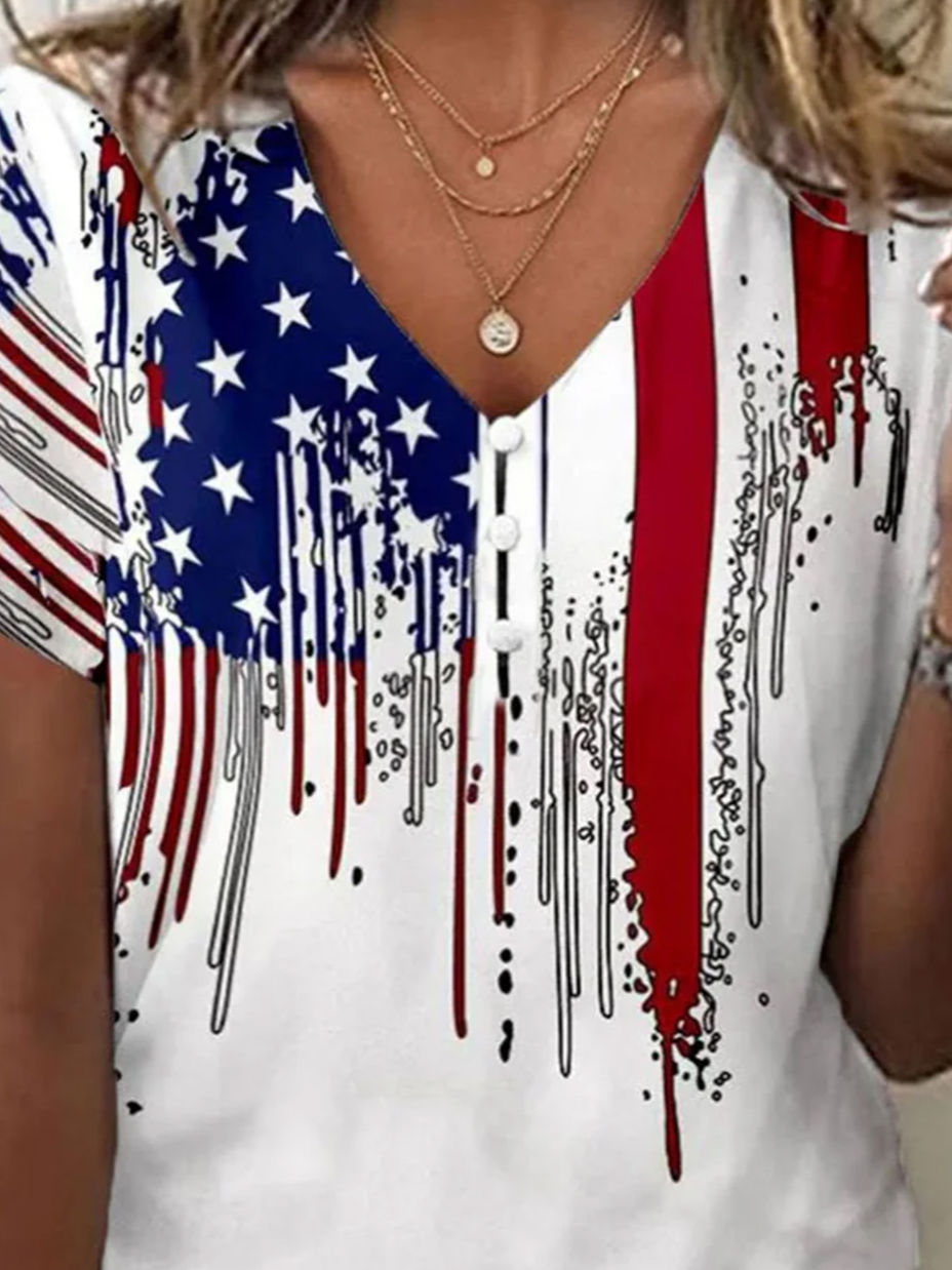 Lässig Amerika-Flagge T-Shirt