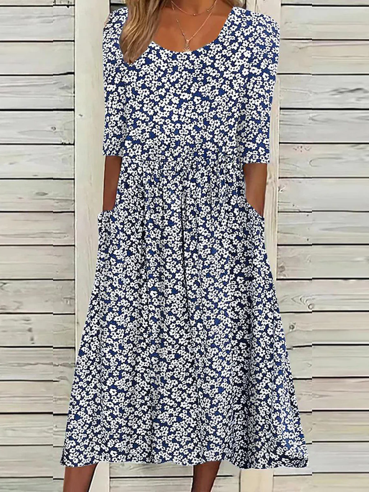 Lässig Blumen Kleid mit Nein