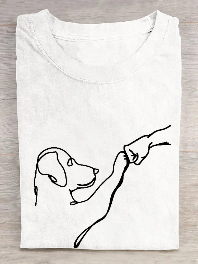 Weit Rundhals Lässig Hund T-Shirt