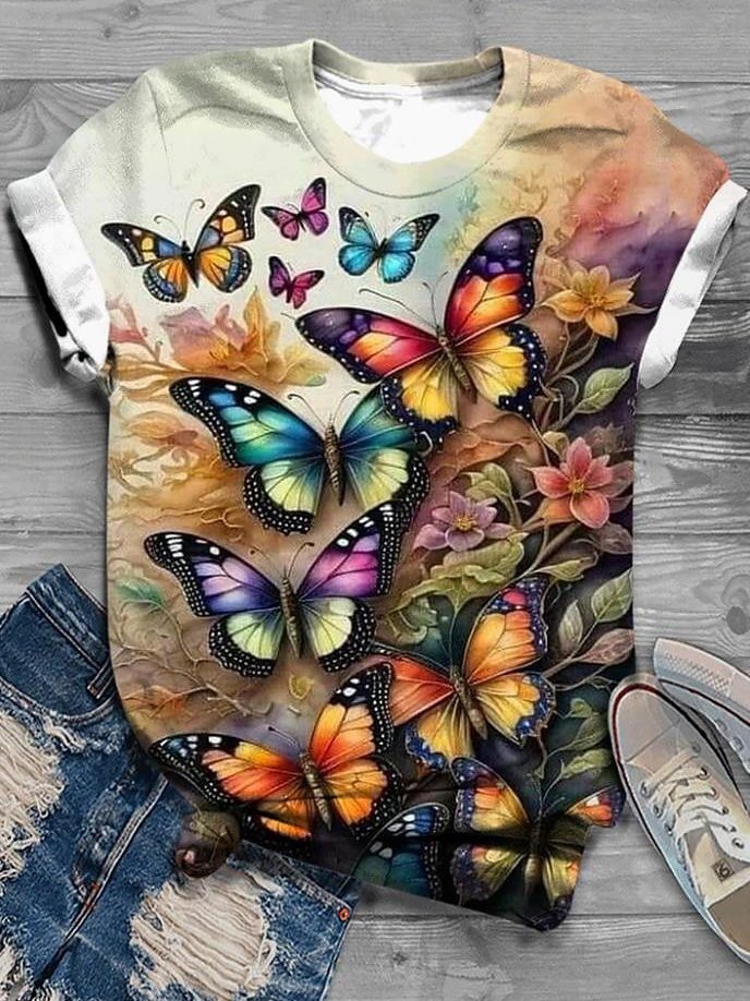 Weit Schmetterling Lässig T-Shirt