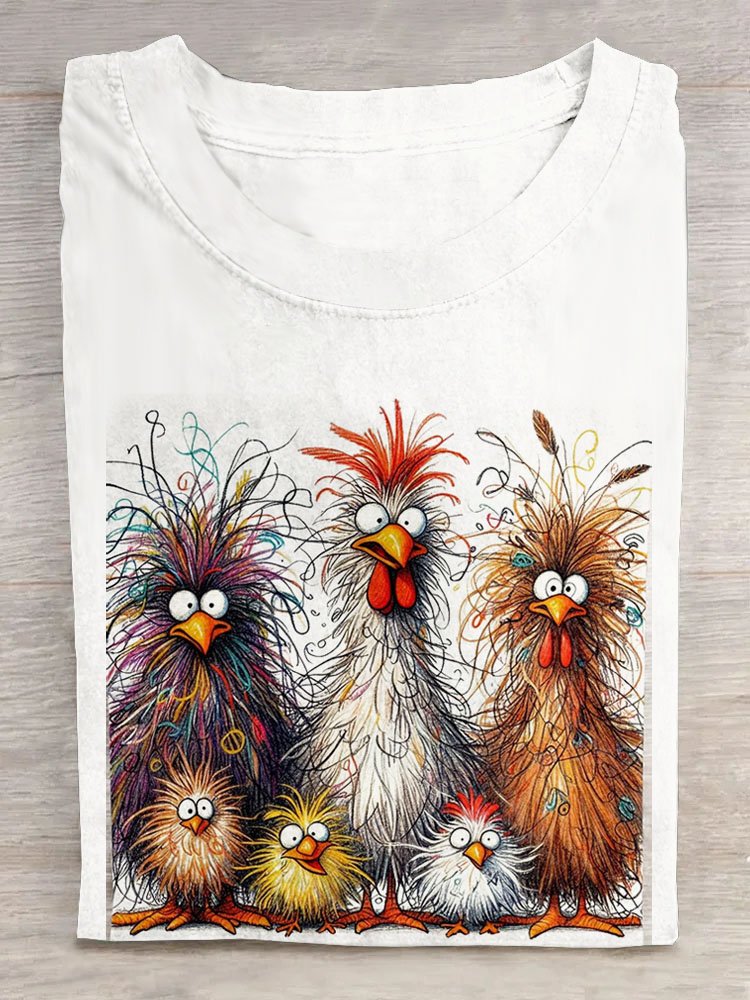 Lustig Hähnchen Kunst Drucken Lässig T-Shirt