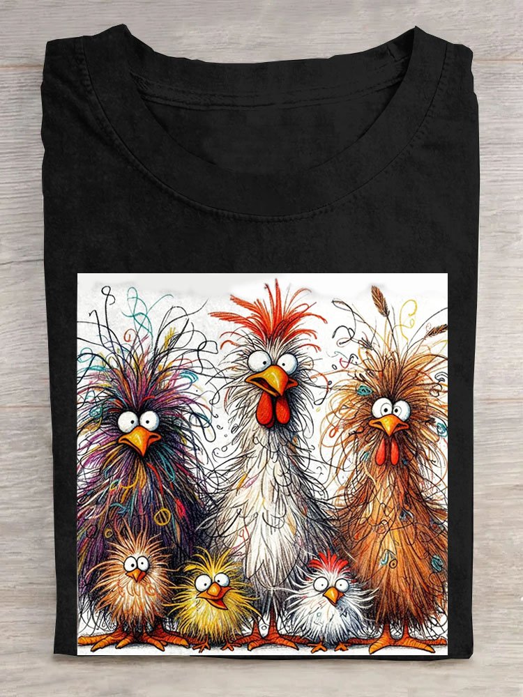 Lustig Hähnchen Kunst Drucken Lässig T-Shirt