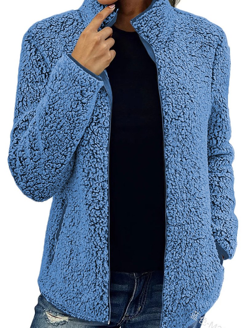Schalkragen Lässig Fluff/Granular-Fleece-Stoff Teddy Jacke