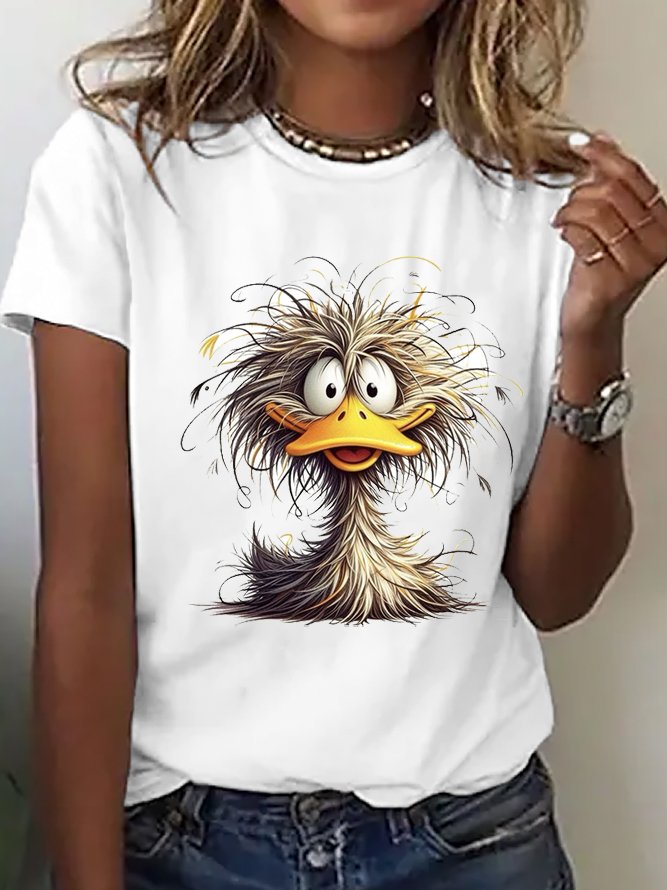 Baumwolle Ente Lässig Rundhals T-Shirt