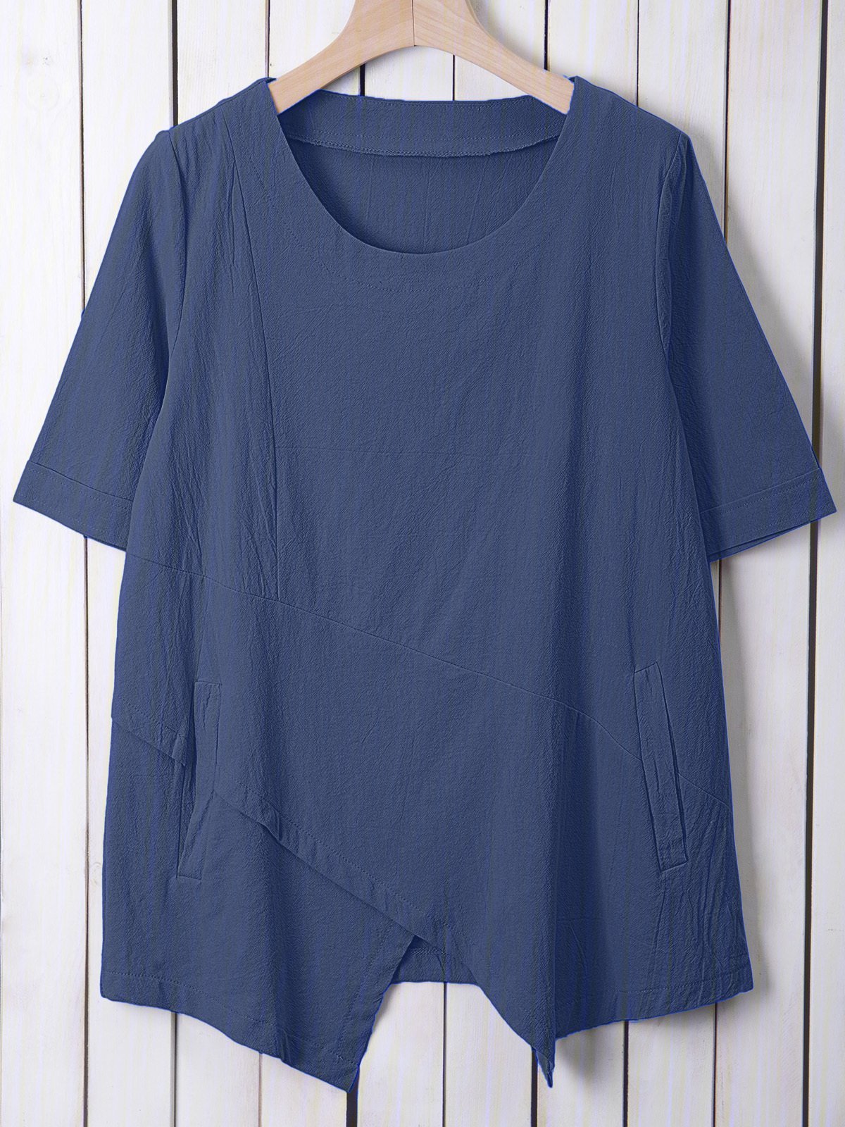 Modetalente Damen Leinen blusen lässig unregelmäßige Shirt