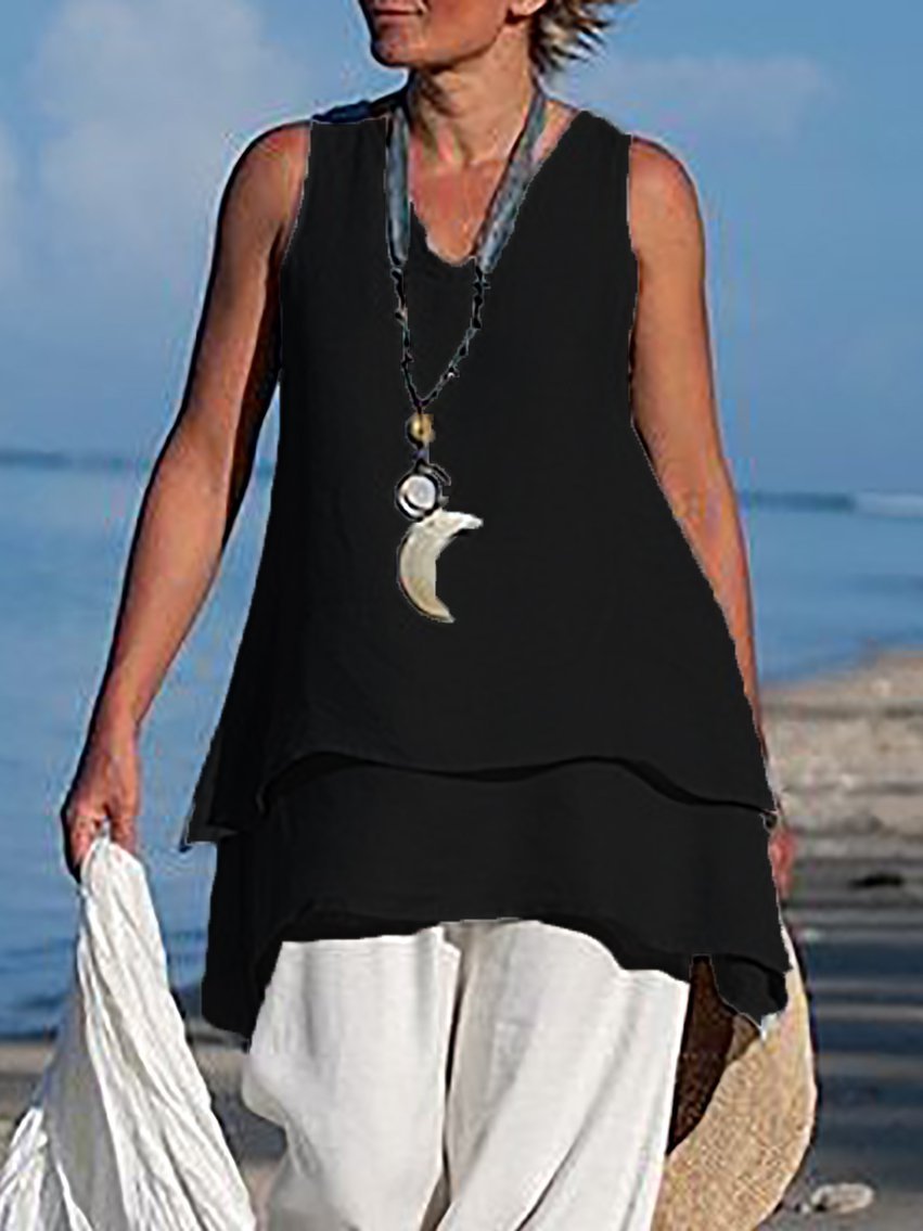 Modetalente Ärmellose Bluse Einfach mit V-Ausschnitt