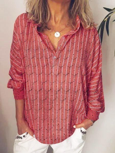 Modetalente Gestreift Lässig V-Ausschnitt Print 上衣