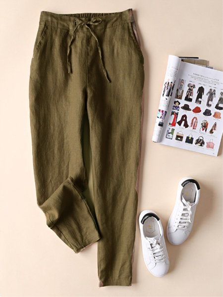 Modetalente Lässige Große Größen Hosen mit Taschen Tunnelzug Unifarben Alle Jahreszeiten