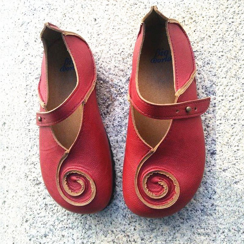 Modetalente Halbschuhe Lässige runde Kappe Rote Halbschuhe
