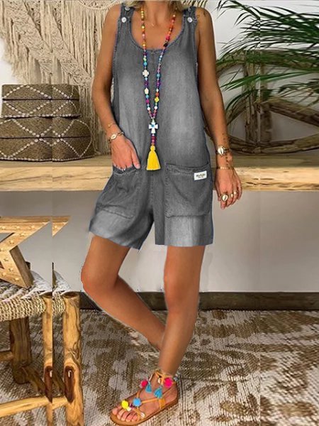 Modetalente 1 Overalls Lässige ärmellose blaue Overalls