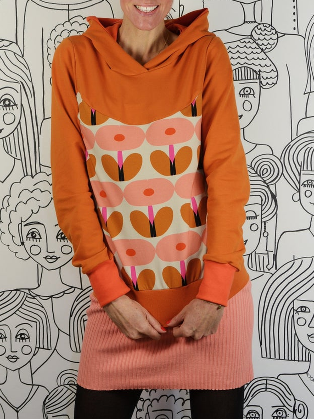 Modetalente Orange Blumendruck Lässige Blusen & Tuniken