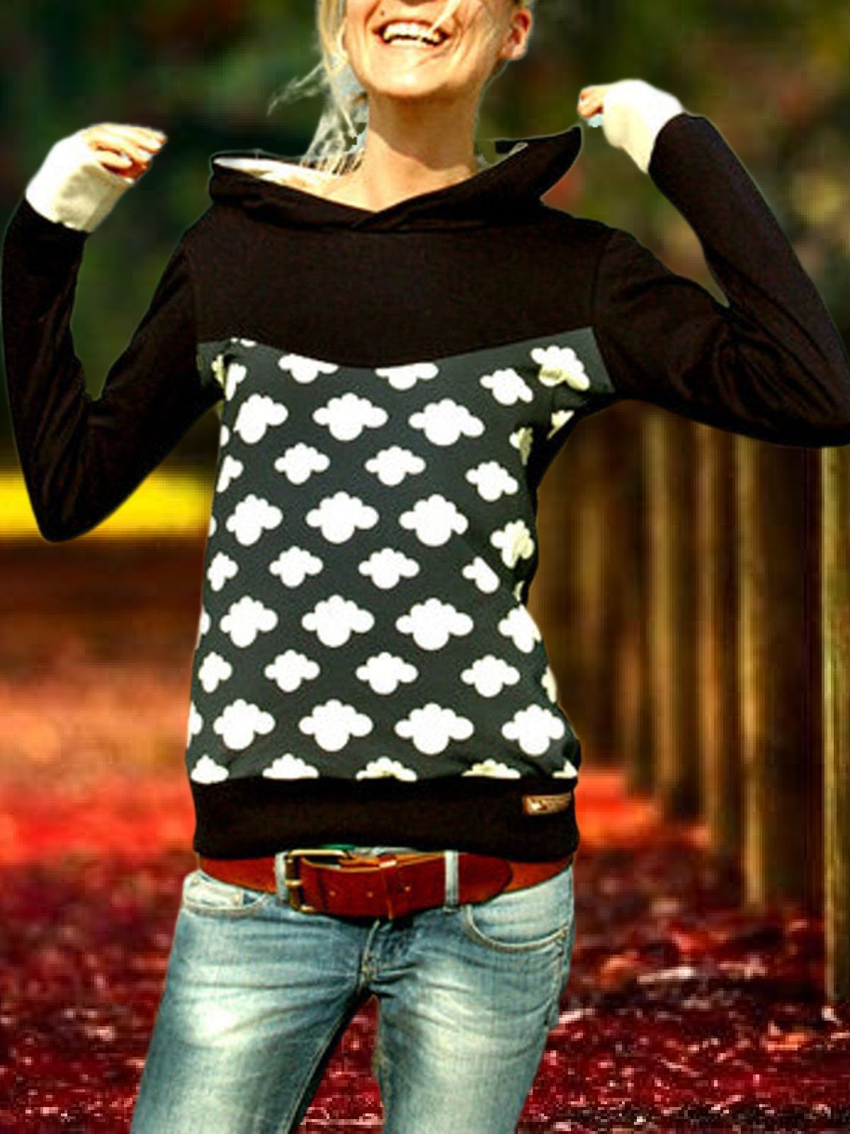 Modetalente Lässiger Kapuzenpullover aus Baumwollmischung von Black Shift Mäntel