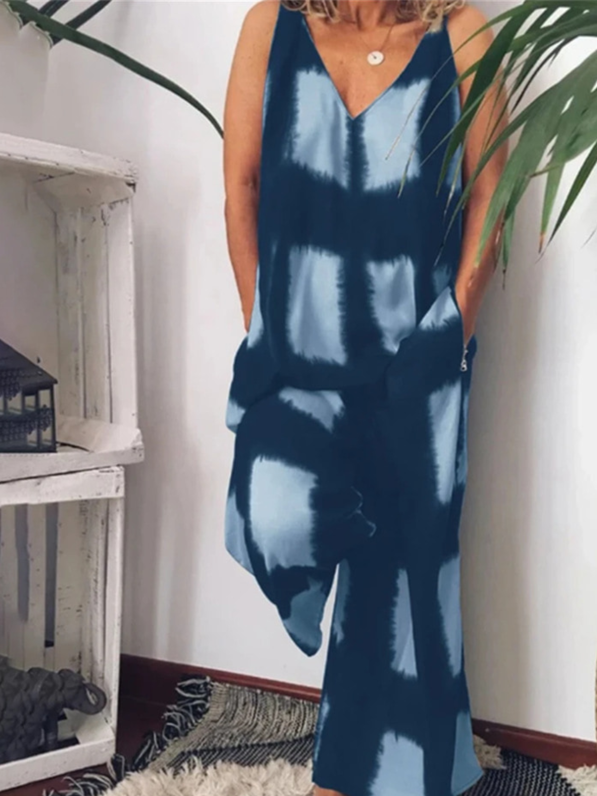 Schwarz Baumwolle Retro Ärmellos Jumpsuits - Modetalente