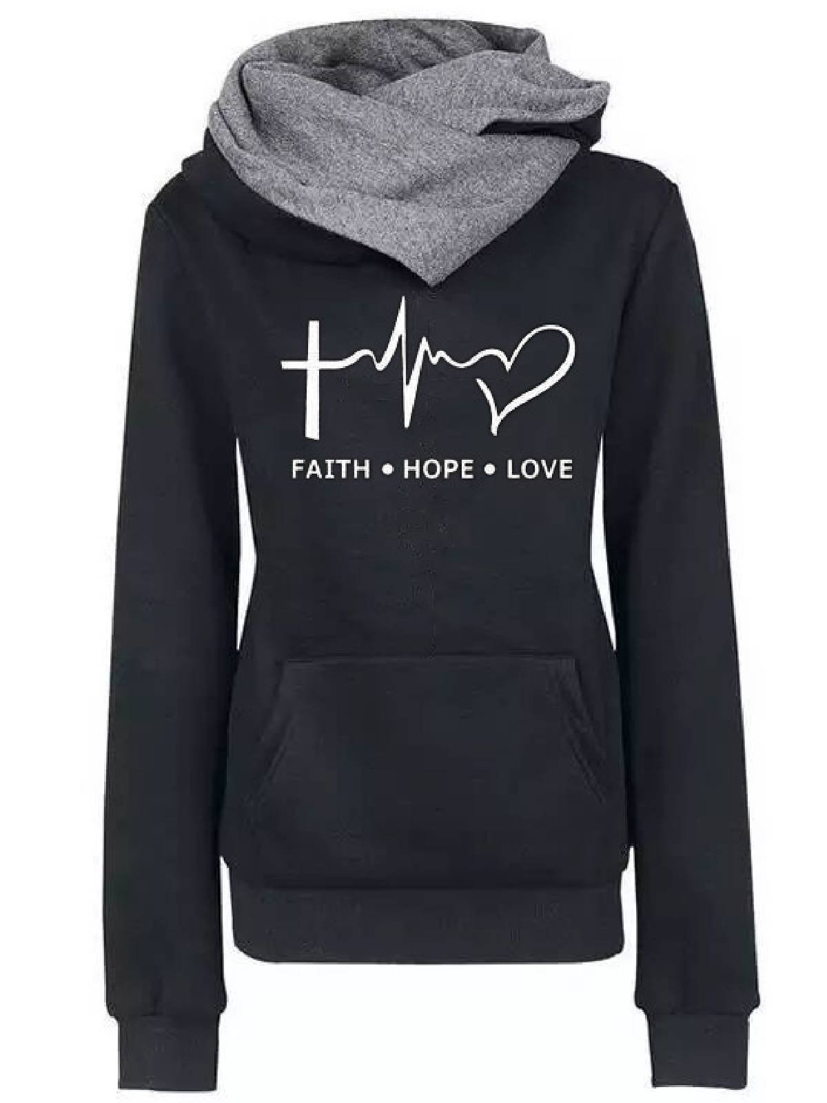Modetalente Langarm 1 Schwarzgrau Grün Damen Kapuzenpullover Lässig Kapuze Polyester Täglich Print Kapuzenpullover