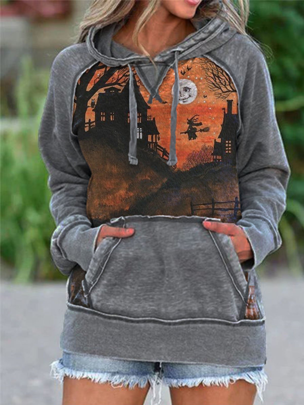 Modetalente Langarm 1 Grau Damen Kapuzenpullover Kapuze Polyester Lässig Täglich Print Kapuzenpullover