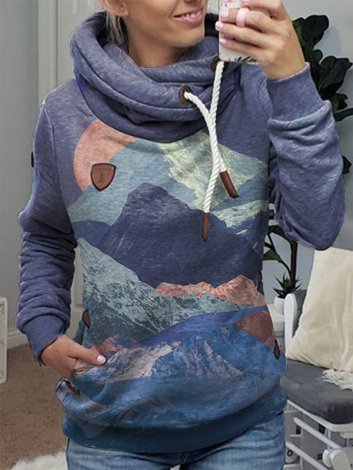 Modetalente Langarm 1 Multifarben Damen Kapuzenpullover Lässig Kapuze Polyester Täglich Print Kapuzenpullover