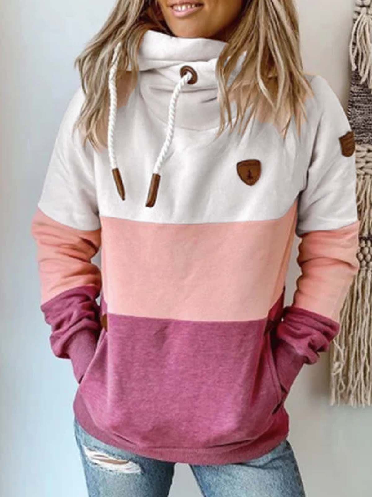 Modetalente Langarm 1 Multifarben Damen Kapuzenpullover Baumwollgemisch Lässig Kapuze Farbblock Kapuzenpullover