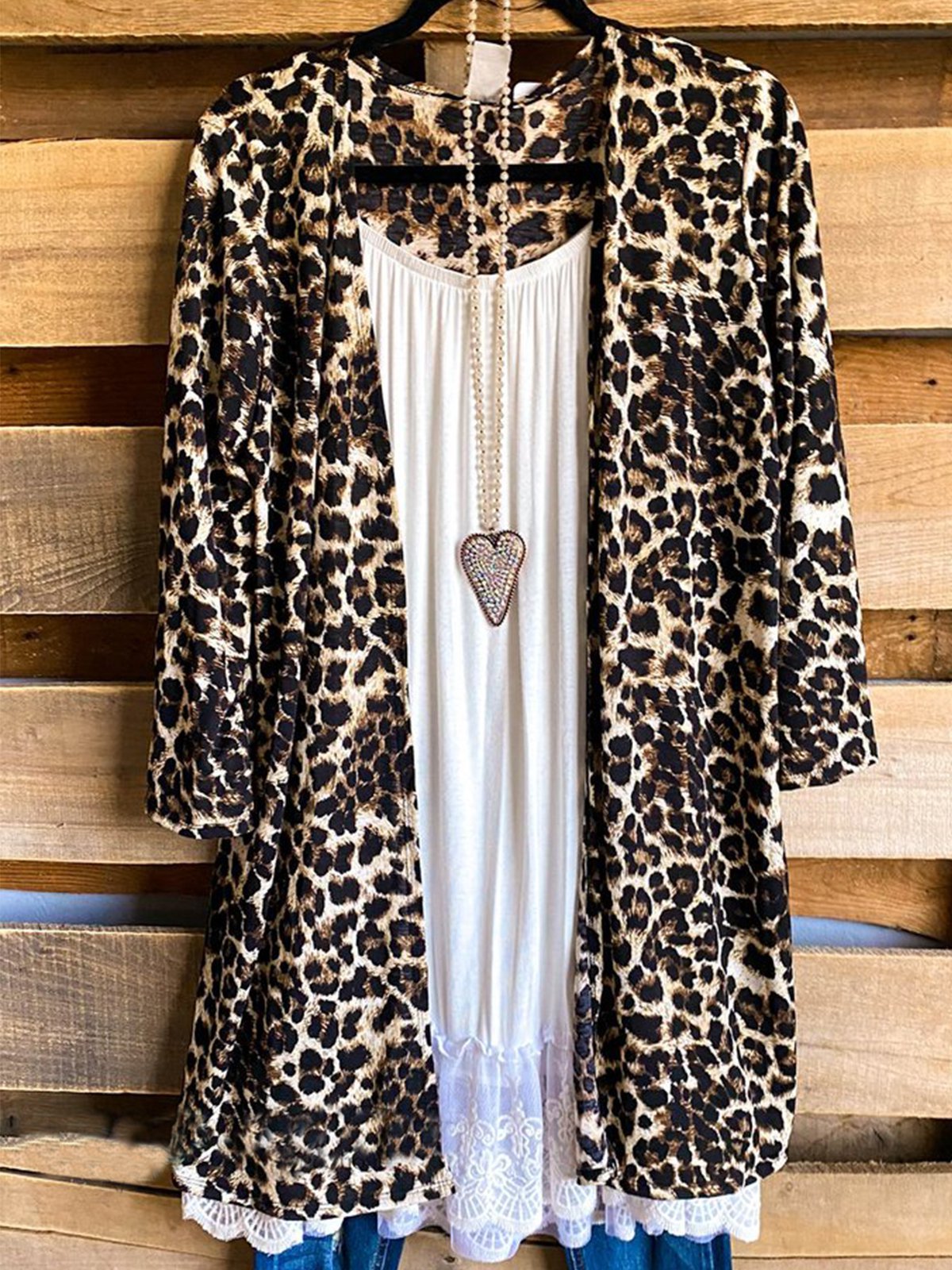 Leopard Langarm Normal Mäntel - Modetalente