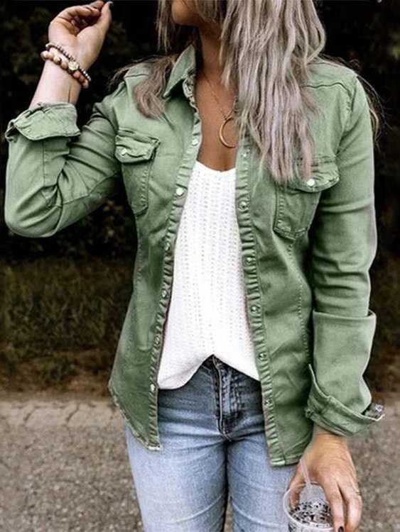 Langarm Denim Normal Jacken - Modetalente