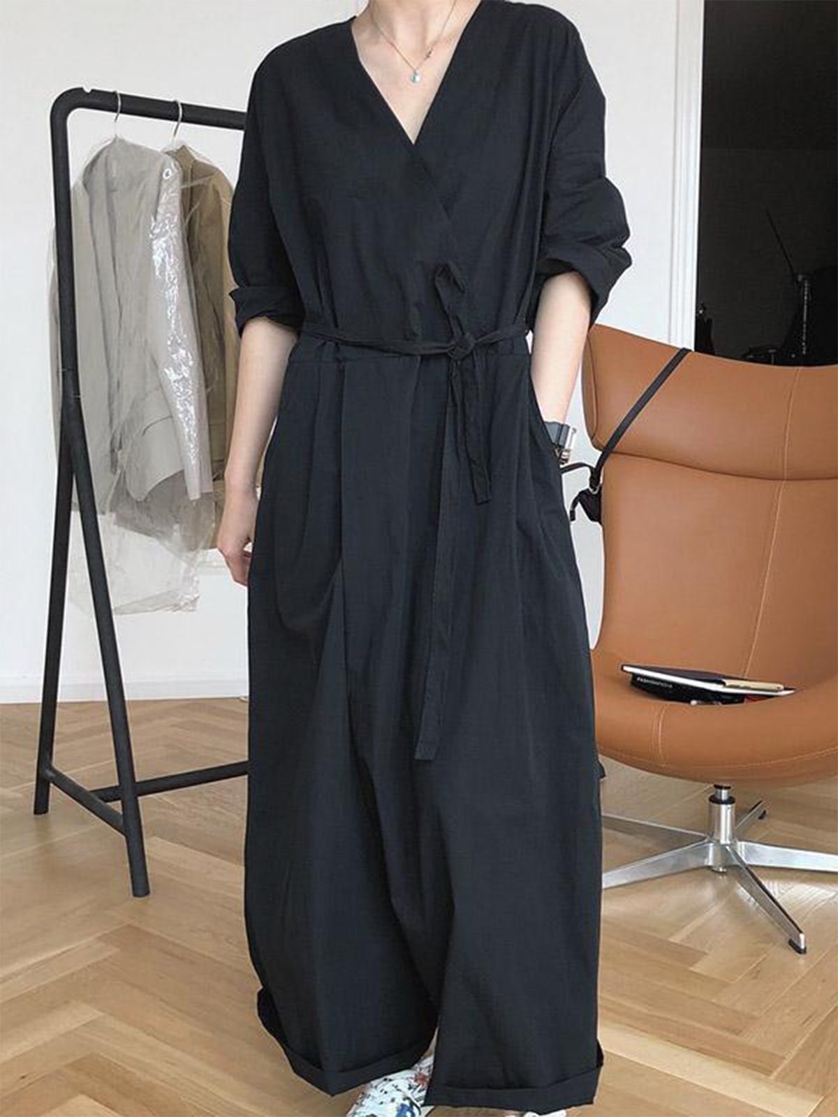 Kreuz Lässig V-Ausschnitt Jumpsuits - Modetalente