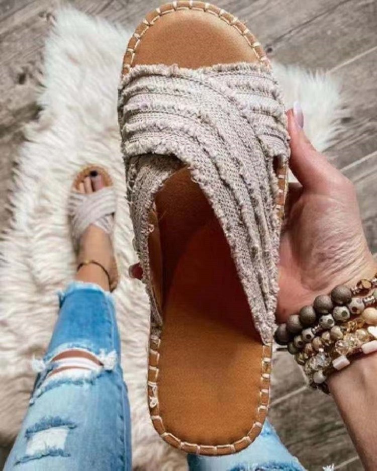 Modetalente Schuhe Flach Weiß Böhmisch Schuhe