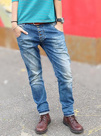 Unifarben Jeans mit Taschen