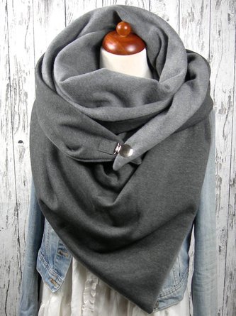 Damen Schal Grau Lässig Unifarben Baumwolle Weiche Warm Basic Schals