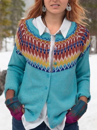 Modetalente Lässig damenmode Langarm Print Mantel