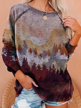 Langarm Print Sweatshirts mit Rundhals