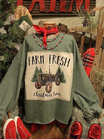 Weihnachten Langarm Weite Sweatshirts mit Print