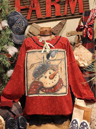 Retro Weihnachten Schneemann Sweatshirts mit Langarm