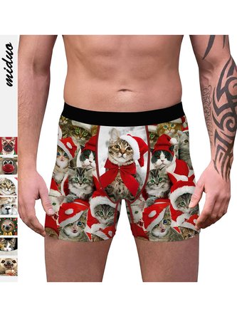 Herren Boxershorts & Unterwäsche mit Weihnachten Katze Print